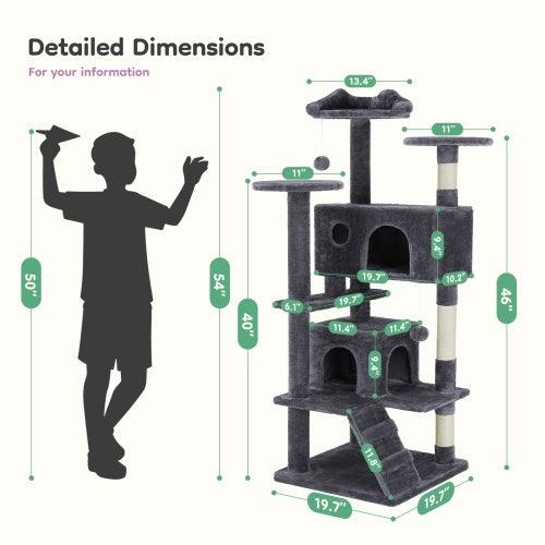 Indoor High-rise Multi-story Tower, 54 Inch Cat Tree - Pet's Dream