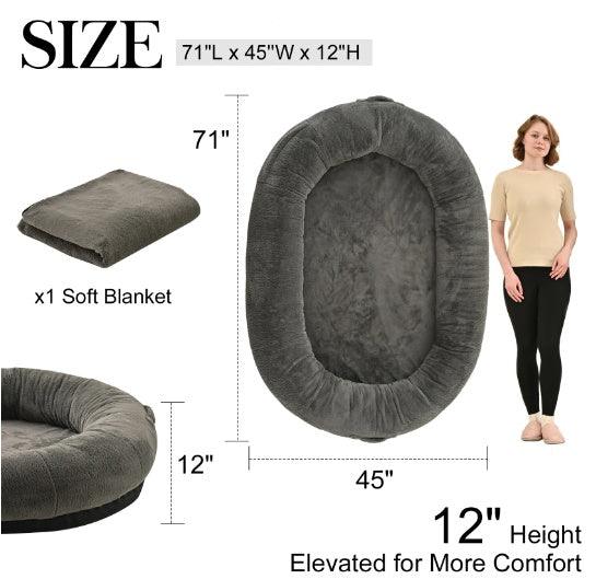 Large Dark Grey Human-Dog Bed - Pet's Dream