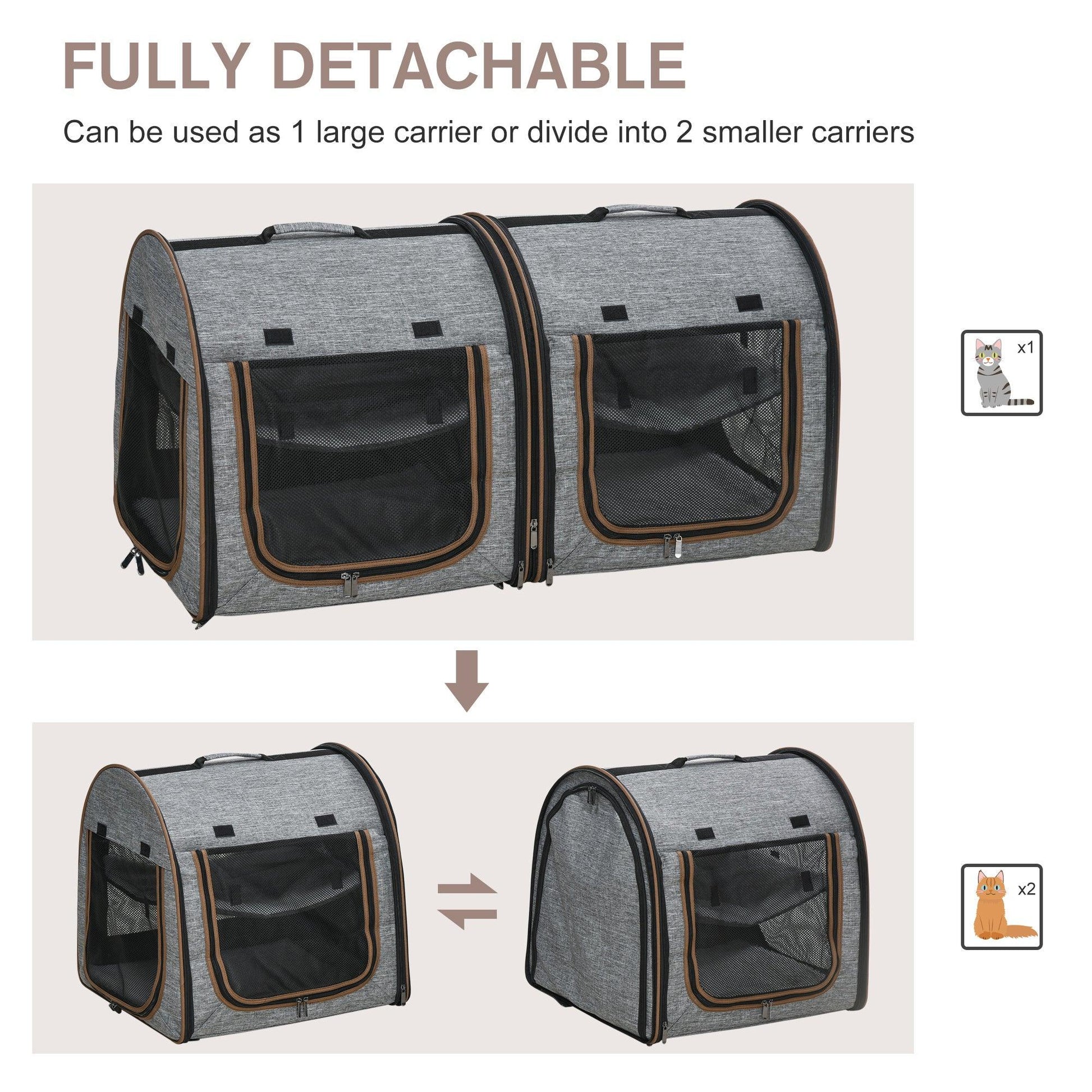 Portable Soft-Sided Pet Carrier – Double Compartment & Foldable - Pet's Dream