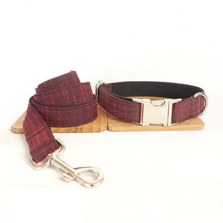 Red Canvas Dog Collar With Metal Buckle Pattern - Pet's Dream