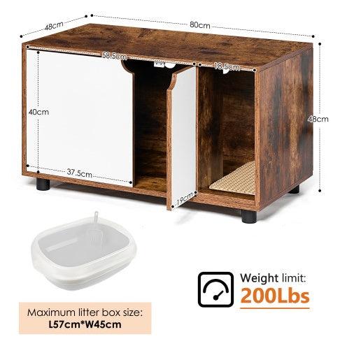 Cat Litter Box Enclosure, Cat Furniture Style With Double Doors, White Vintage - Pet's Dream