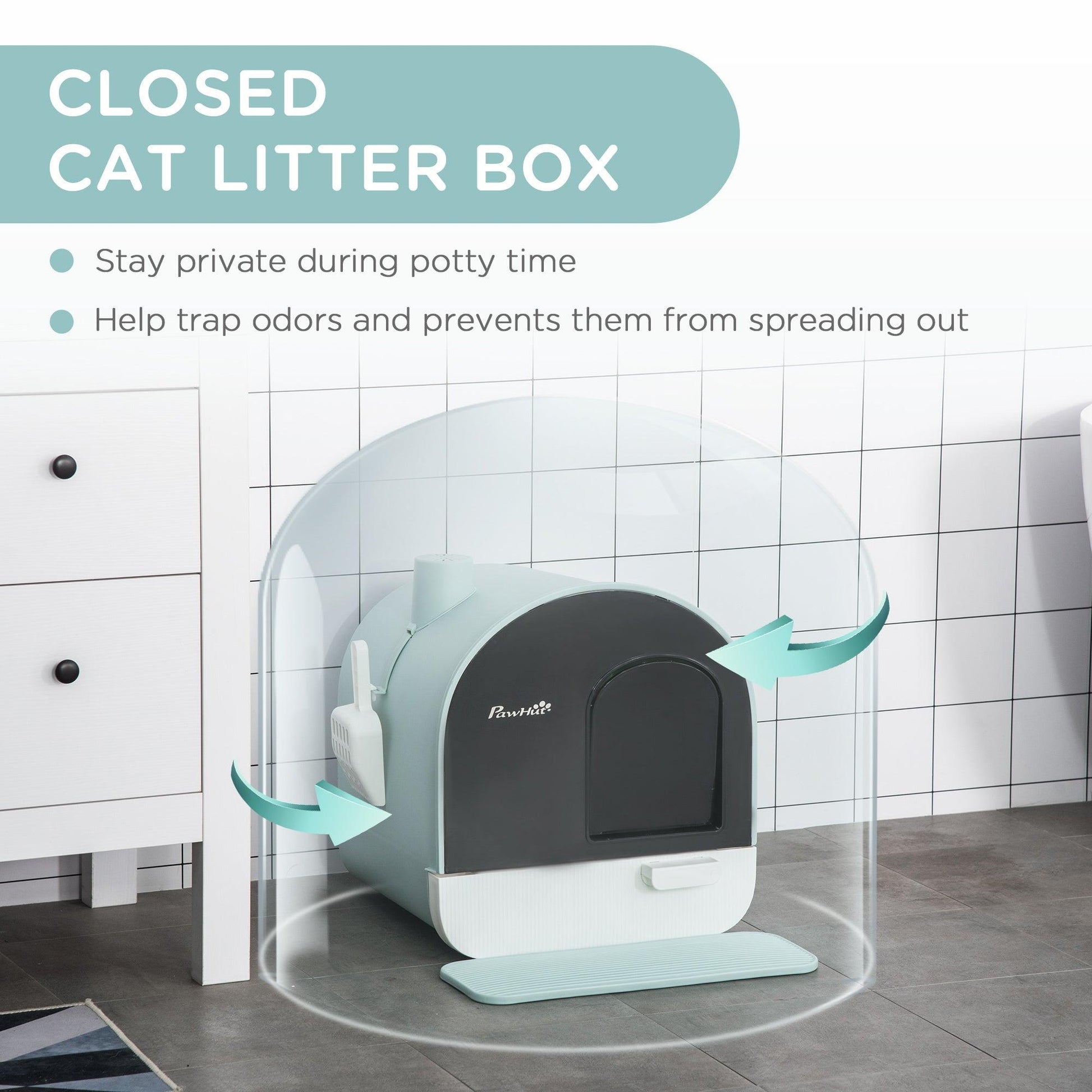 Litter Box With Lid, Tray, Spoon, and Strainer for Cats - Pet's Dream