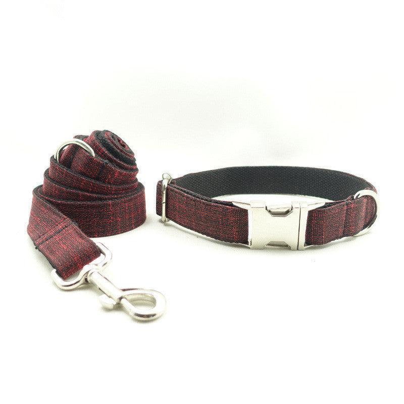 Red Canvas Dog Collar With Metal Buckle Pattern - Pet's Dream