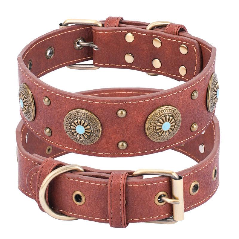 Amazing High Quality Retro Leather Collar for Medium And Large Dogs - Pet's Dream