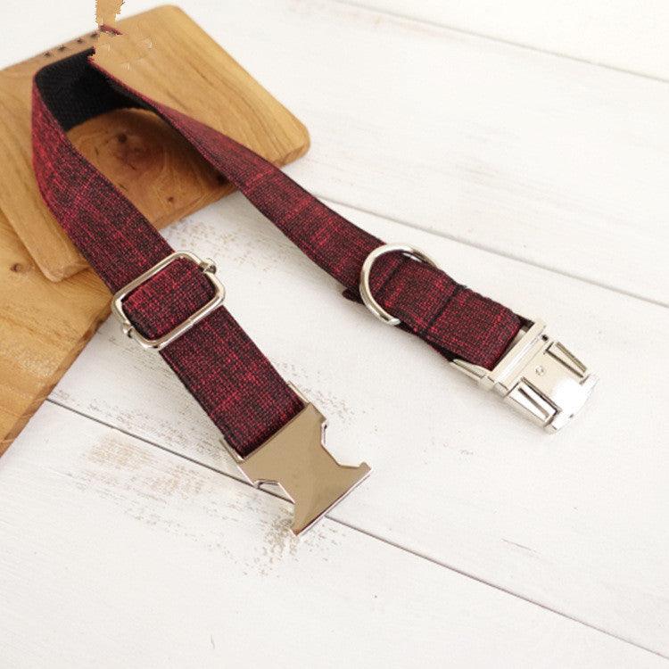 Red Canvas Dog Collar With Metal Buckle Pattern - Pet's Dream