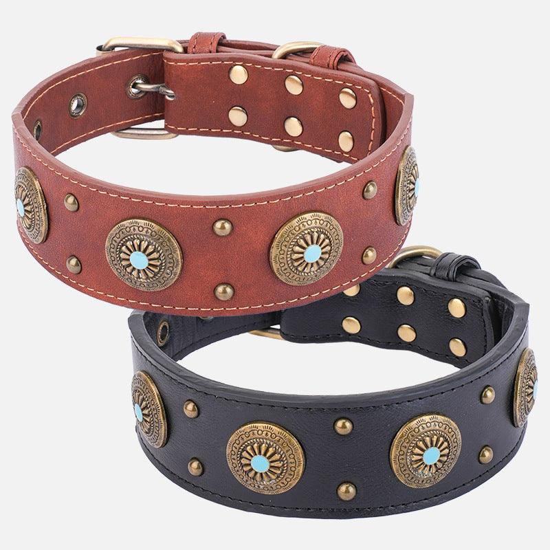 Amazing High Quality Retro Leather Collar for Medium And Large Dogs - Pet's Dream