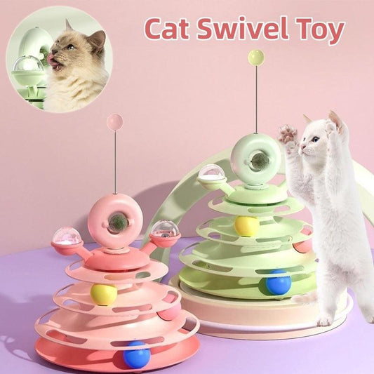 Cat Toy Tower – 4-Level Interactive Roller Ball Toy - Pet's Dream