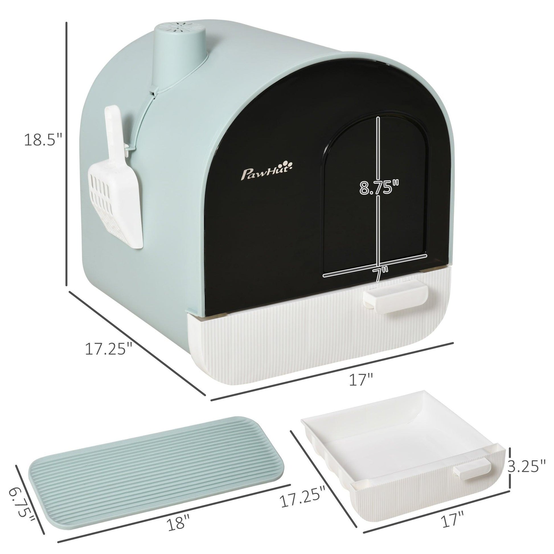 Litter Box With Lid, Tray, Spoon, and Strainer for Cats - Pet's Dream