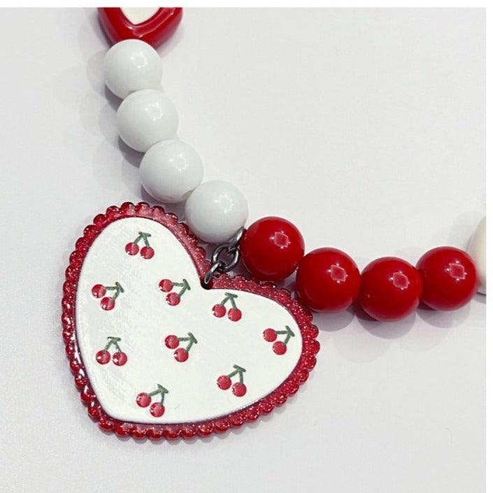 Red Heart Bead Necklace Collar for Dogs - Pet's Dream