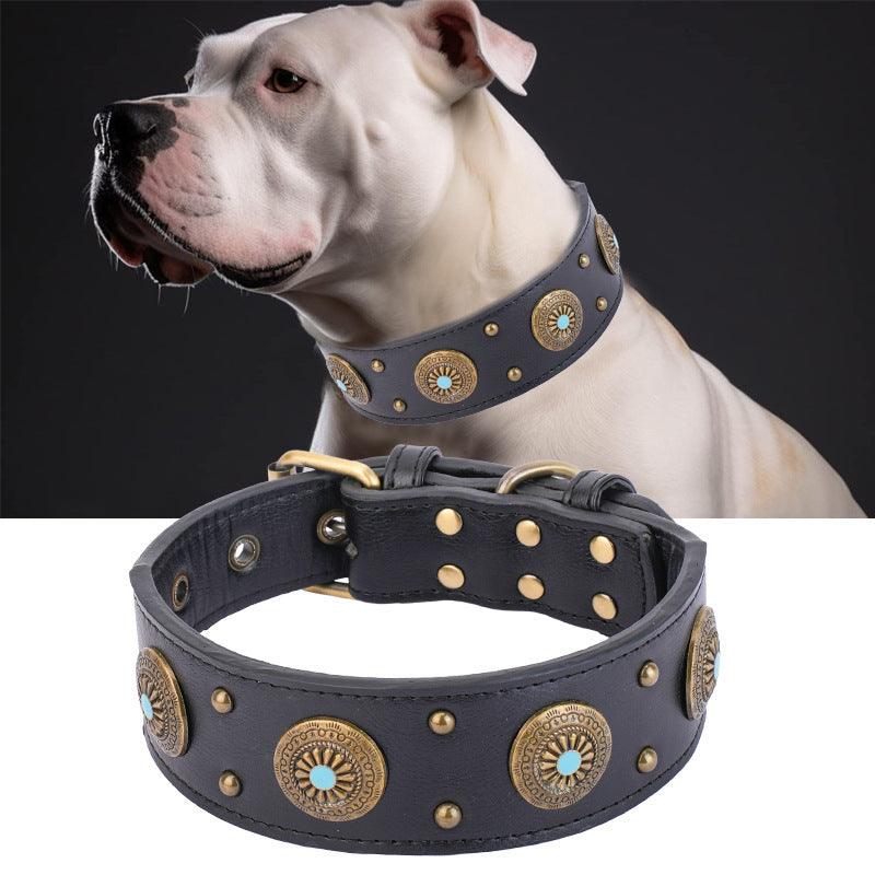 Amazing High Quality Retro Leather Collar for Medium And Large Dogs - Pet's Dream