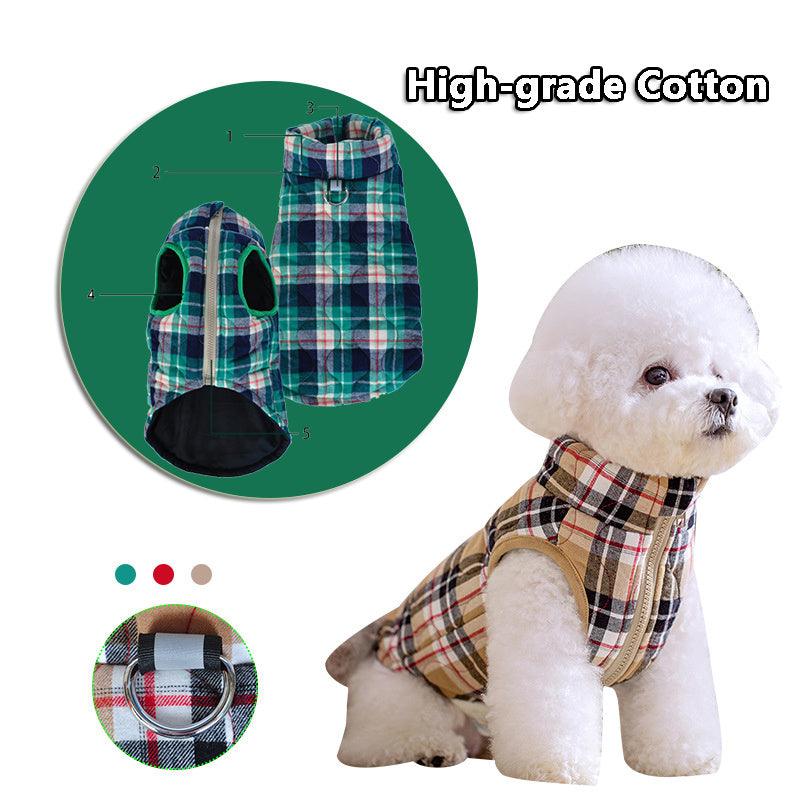 Winter Cotton Clothes, Zipper Jacket, Plaid For Dogs - Pet's Dream