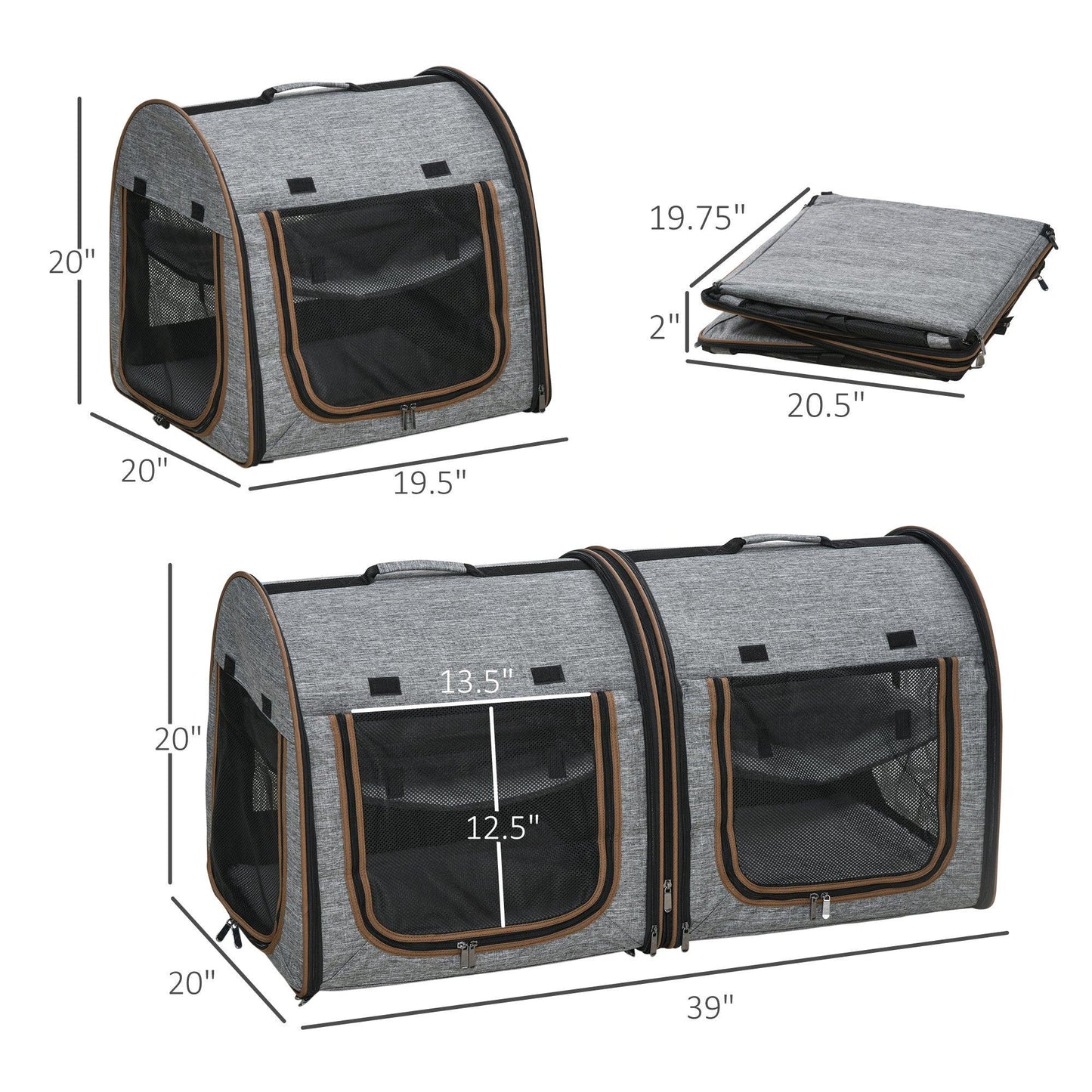 Portable Soft-Sided Pet Carrier – Double Compartment & Foldable - Pet's Dream