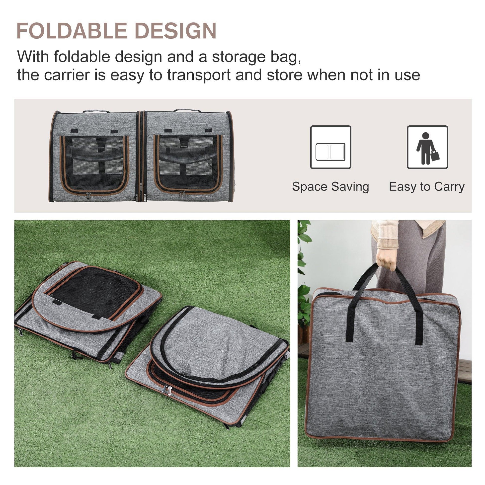 Portable Soft-Sided Pet Carrier – Double Compartment & Foldable - Pet's Dream